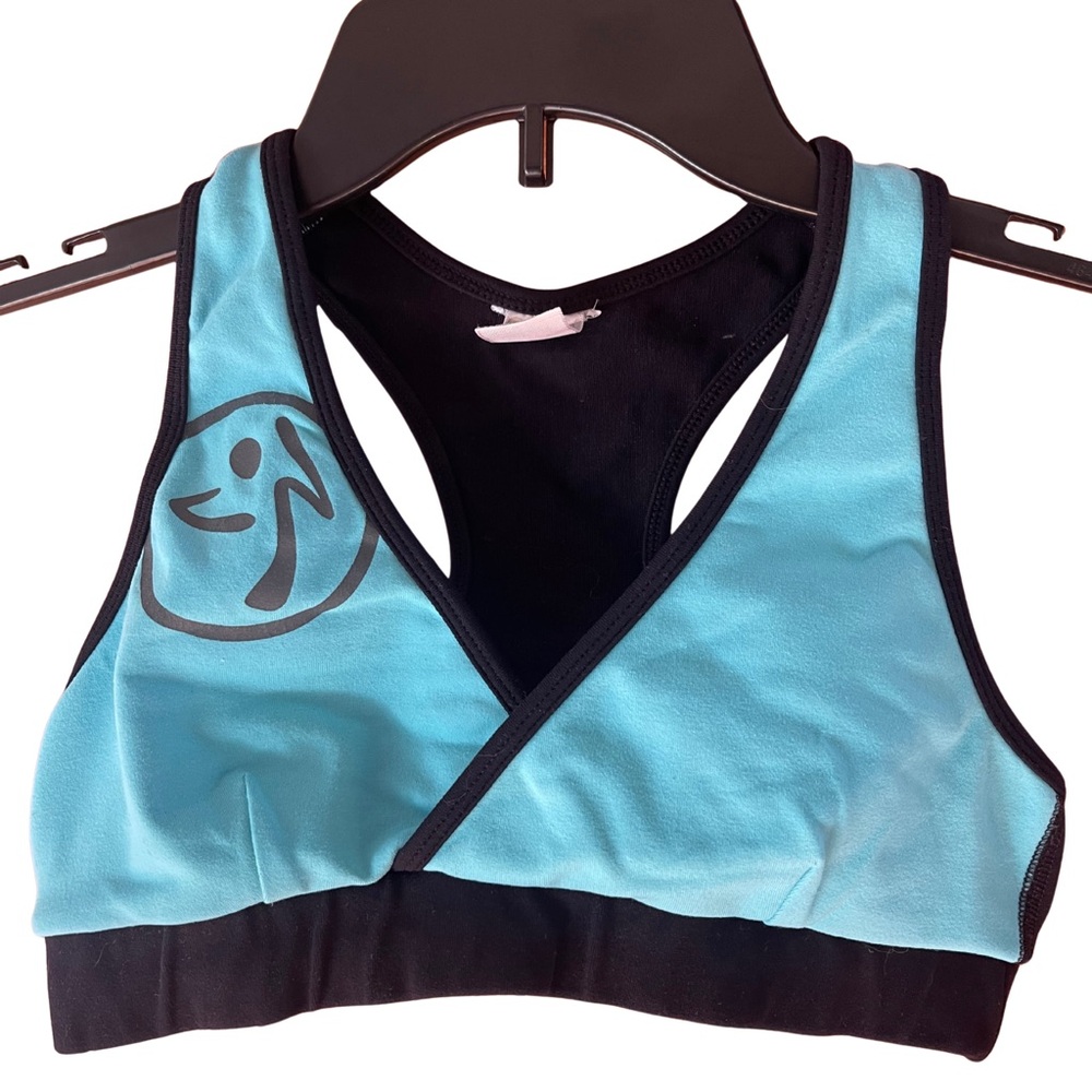 Zumba Blue and Black Sports Bra - Sz M